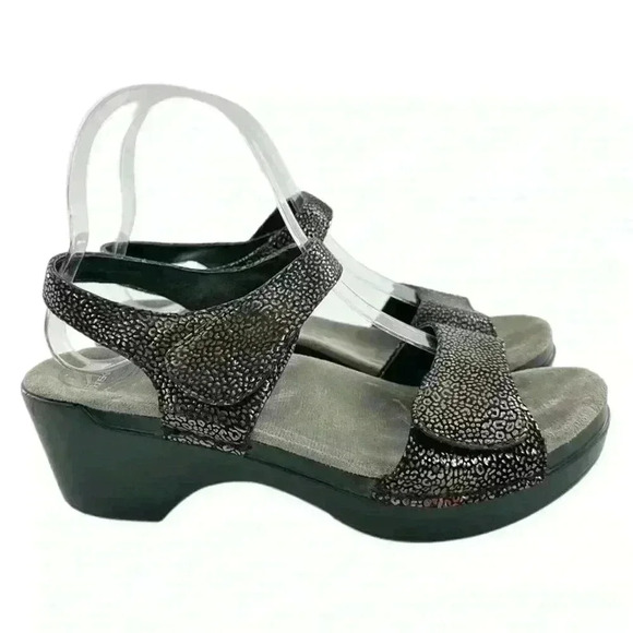 Dansko sonnet shimmer sandals 38 7.5-8 black silver orthopedic mermaid core - Picture 13 of 13